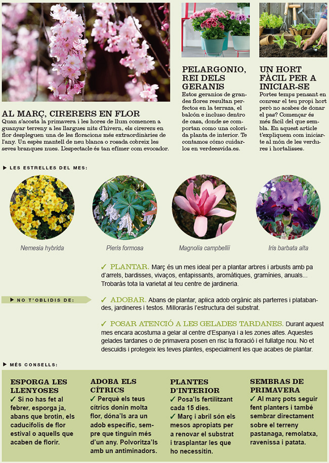 Agenda de l’Hort i el Jardí de Març.