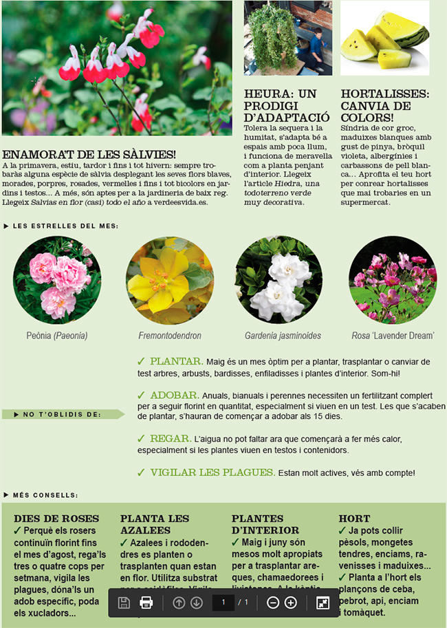 Agenda de l´Hort i Jardí de Maig.