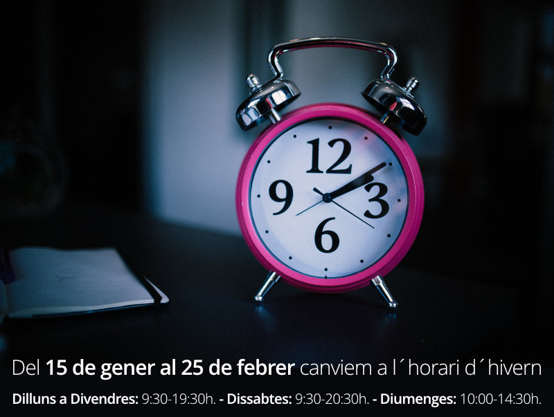 Del 15 de gener al 25 de febrer canviem a l´horari d´hivern
